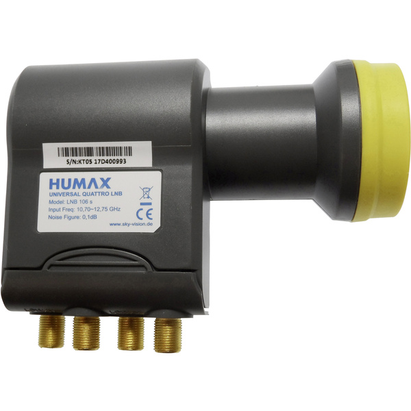 Humax 106s-B Quattro-LNB   Feedaufnahme: 40 mm vergoldete Anschlüsse
