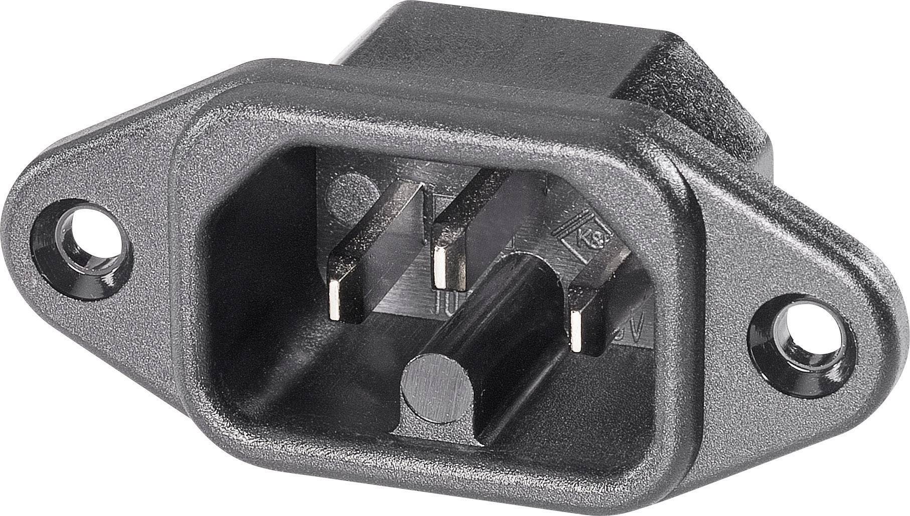 K & B 42R024211 Warmgeräte-Steckverbinder 42R Stecker, Einbau vertikal Gesamtpolzahl: 2 10 A Schwar