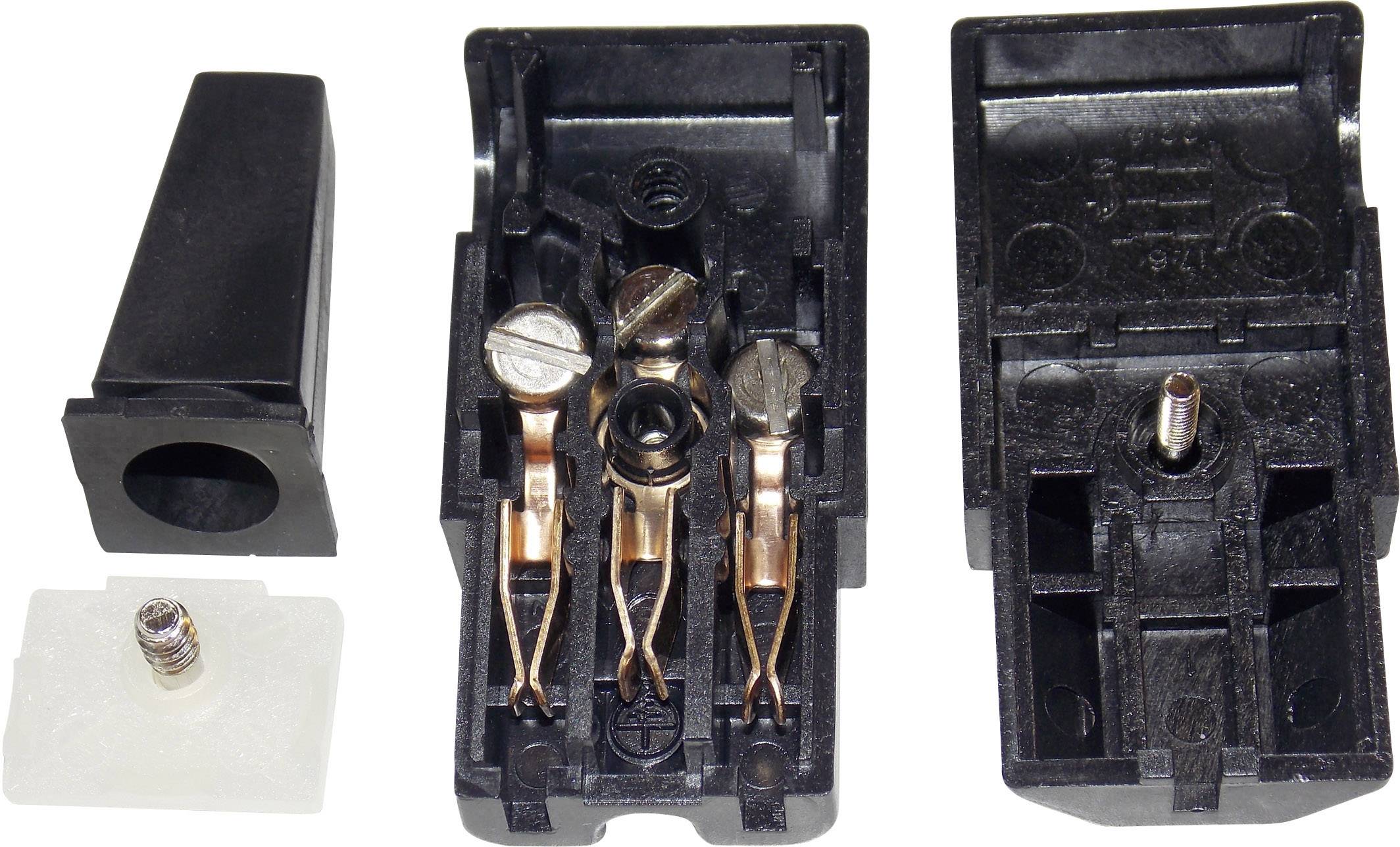 K & B 43R012211 Warmgeräte-Steckverbinder 43R Buchse, gewinkelt Gesamtpolzahl: 2 + PE 10A Schwarz 1St.