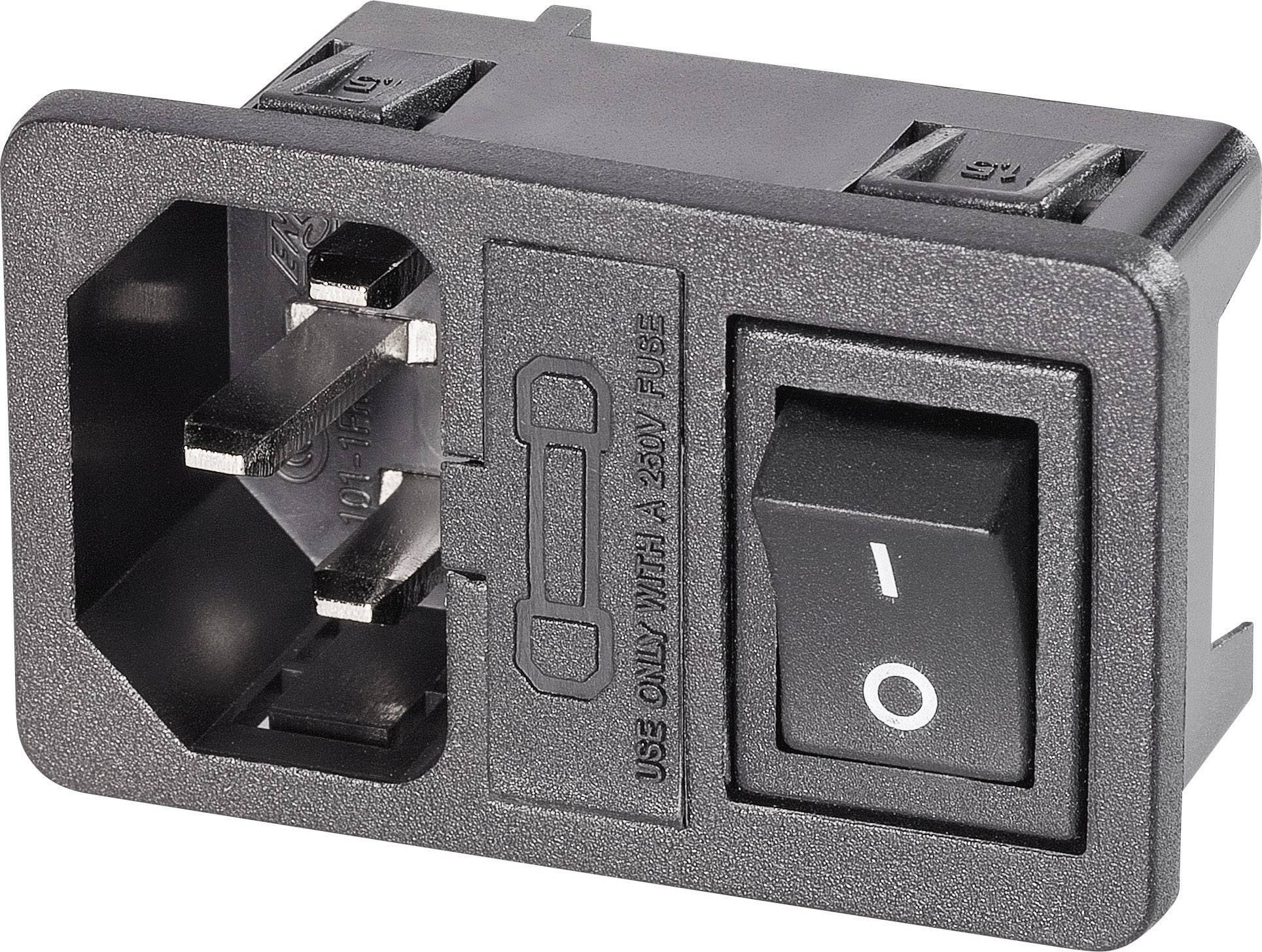 K & B 59JR101-1FRS150 Kaltgeräte-Steckverbinder 59JR Stecker, Einbau vertikal Gesamtpolzahl: 2 + PE Schwarz 1St.