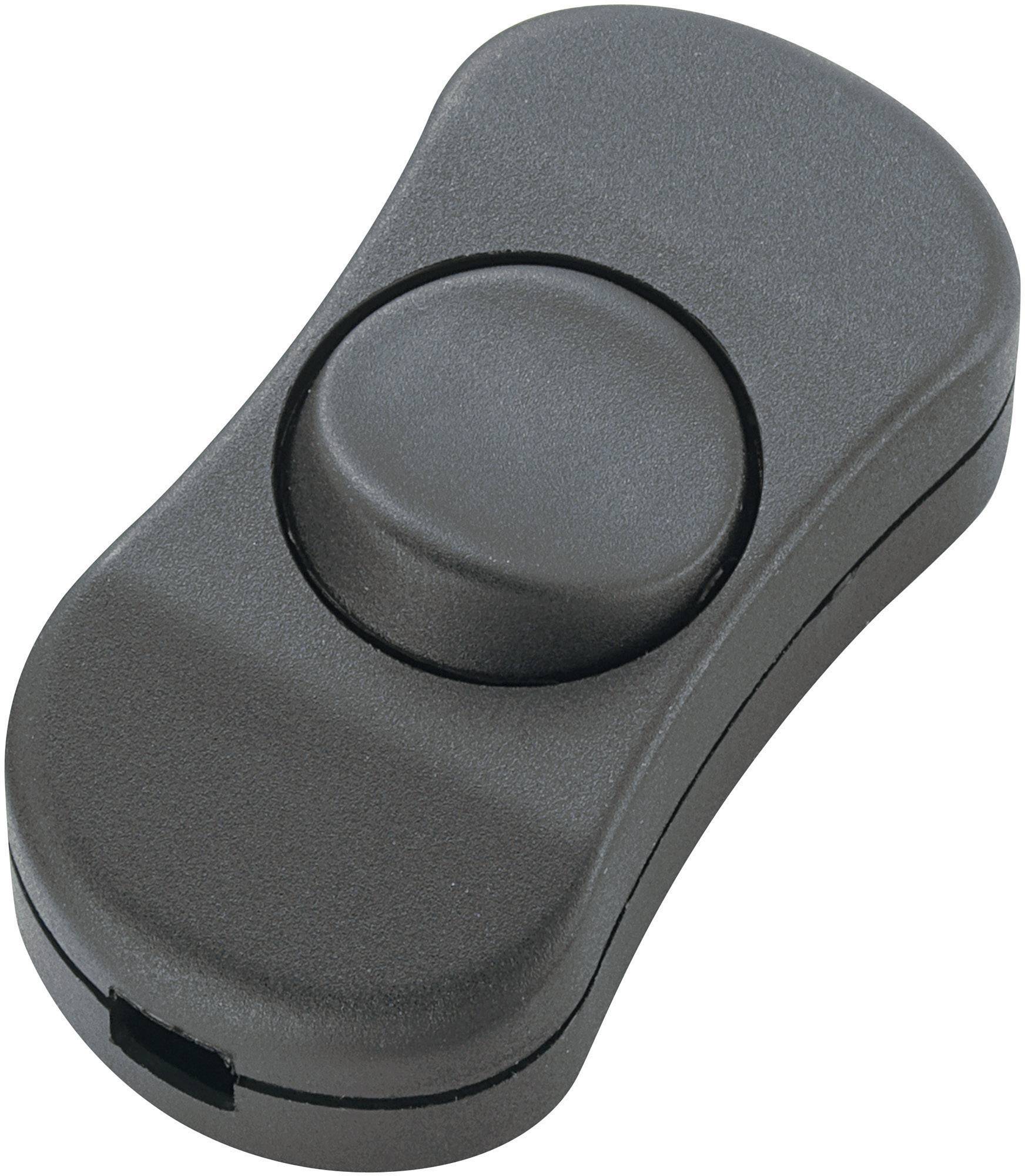 Ein schwarzer, ovaler Fidget Spinner mit zwei abgerundeten Enden und einem zentralen drehbaren Knopf.