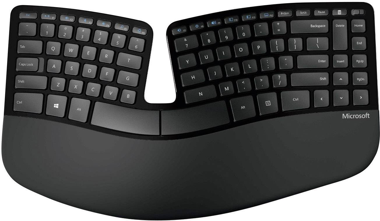 Microsoft Sculpt Ergonomic Desktop Funk Tastatur, Maus-Set Ergonomisch Deutsch, QWERTZ Schwarz