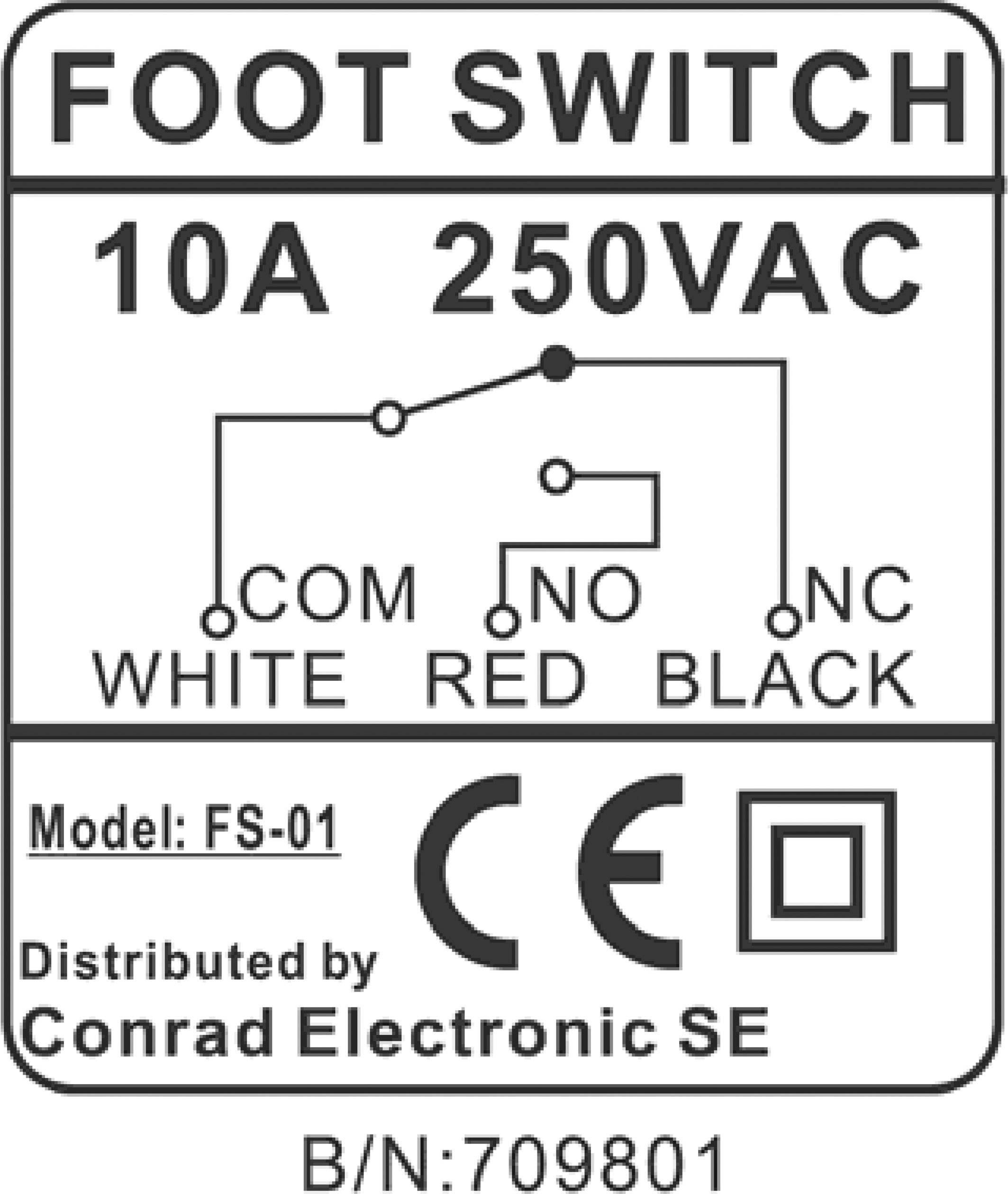 TRU Components FS-01 Fußschalter 250 V/AC 10A 1 Pedal 1 Öffner, 1 Schließer 1St.