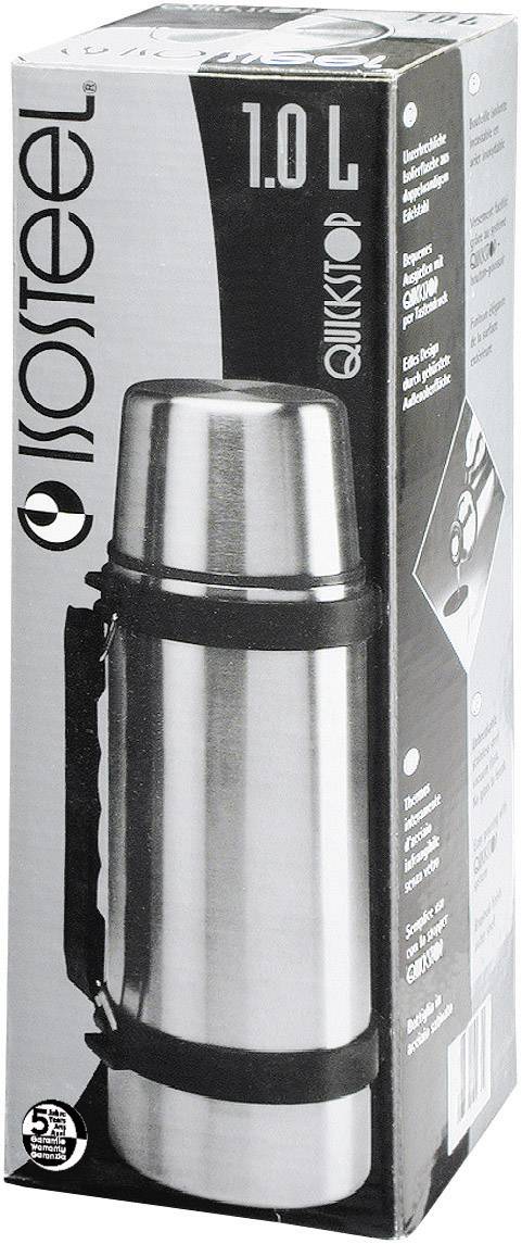 Isosteel Vakuumflasche 1 L Thermoflasche Edelstahl (glänzend) 1 l VA-9553Q