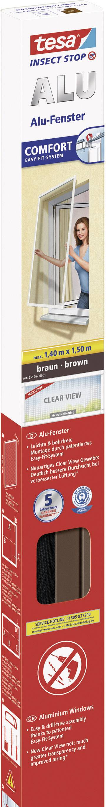 TESA Fliegengitter Comfort Alu Fenster 55196-01 Fliegengitter  (L x B) 1.5 m x 1.4 m Braun 1 St.
