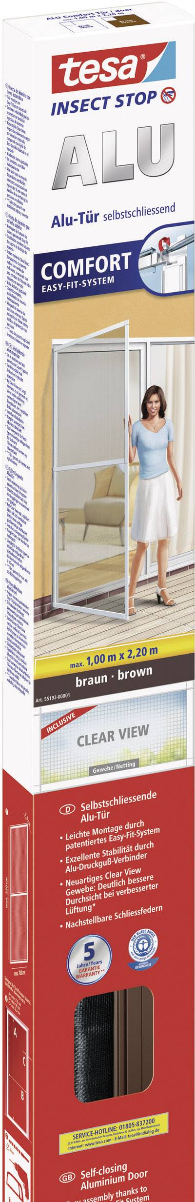 tesa Comfort Alu 55192-01 Fliegengitter  (L x B) 2200 mm x 1000 mm Braun 1 St.
