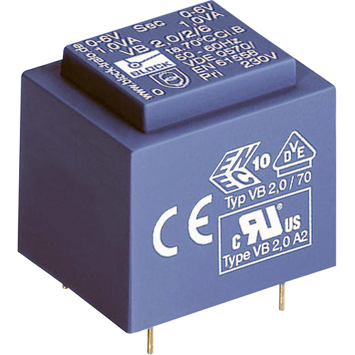 Block VB 0,35/2/6 Printtransformator 1 x 230V 2 x 6 V/AC 0.35 VA 58mA