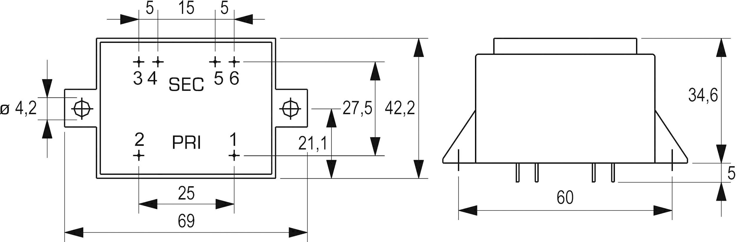 BLOCK VCM 10/2/12 Printtransformator 1 x 230 V 2 x 12 V/AC 10 VA 416 mA