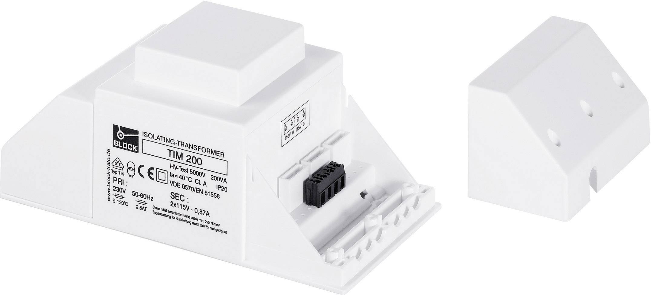 Block TIM 200 Trenntransformator 1 x 230 V/AC 2 x 115 V/AC 200 VA