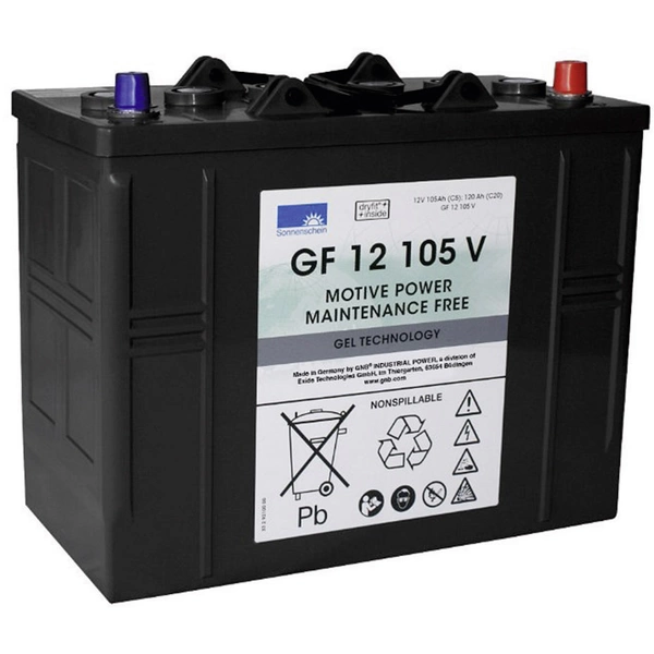 GNB Sonnenschein GF 12 105V Bleiakku 12V 105Ah Blei-Gel (B x H x T) 345 x 283 x 174mm Konuspol Wartungsfrei GNB Sonnenschein GF 12 105V Bleiakku 12V 105Ah Blei-Gel (B x H x T) 345 x 283 x 174mm Konuspol Wartungsfrei