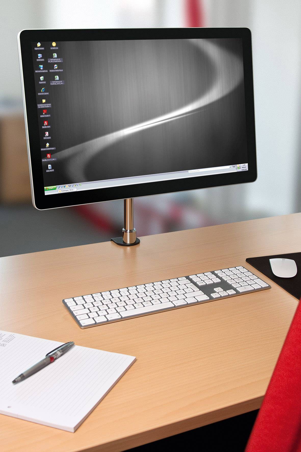 Goobay ScreenScope 1fach Monitor-Tischhalterung 33,0 cm (13") - 68,6 cm (27") Schwarz, Silber Höhenverstellbar, Neigbar, Schwenkbar