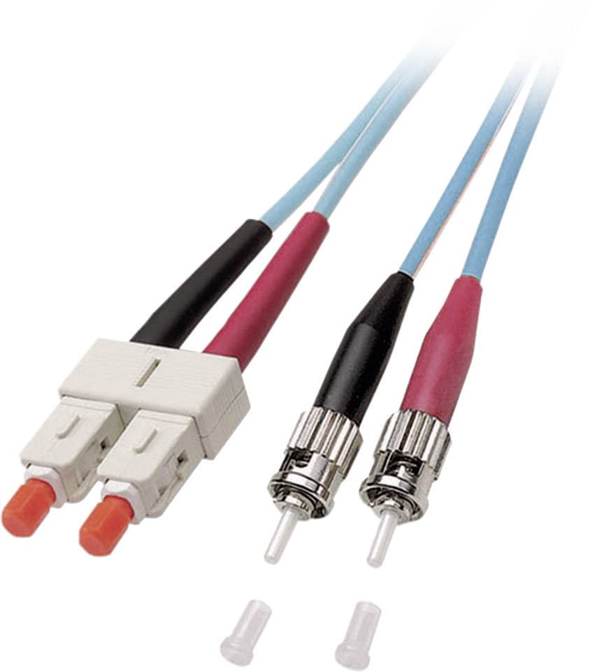 Duplex Jumper SC-ST 50/125µm, OM3, LSZH -- aqua, 3.0mm, 20m Glasfaser OM3