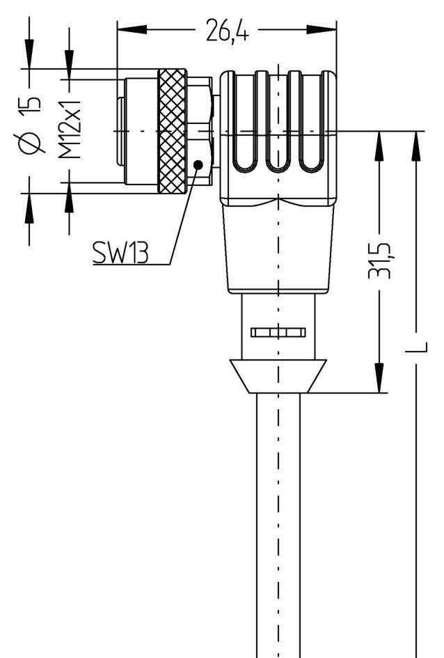 Escha 8045912 Sensor-/Aktor-Steckverbinder, konfektioniert M12 Buchse, gewinkelt 5.00m Polzahl Sensoren: 4 1St.