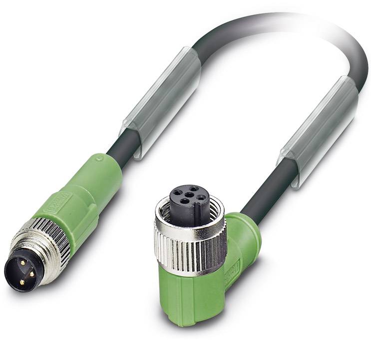 Ein grünes, gewinkeltes Steckerkabel mit vier Pins, das für elektronische Verbindungen verwendet wird. Analog- oder digitale Anwendung.