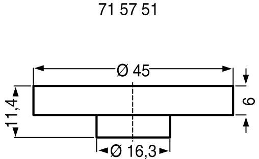 Technische Zeichnung eines zylindrischen Metallteils mit Maßen: Durchmesser 45 mm, Gesamthöhe 17,4 mm, unterer Durchmesser 16,3 mm.