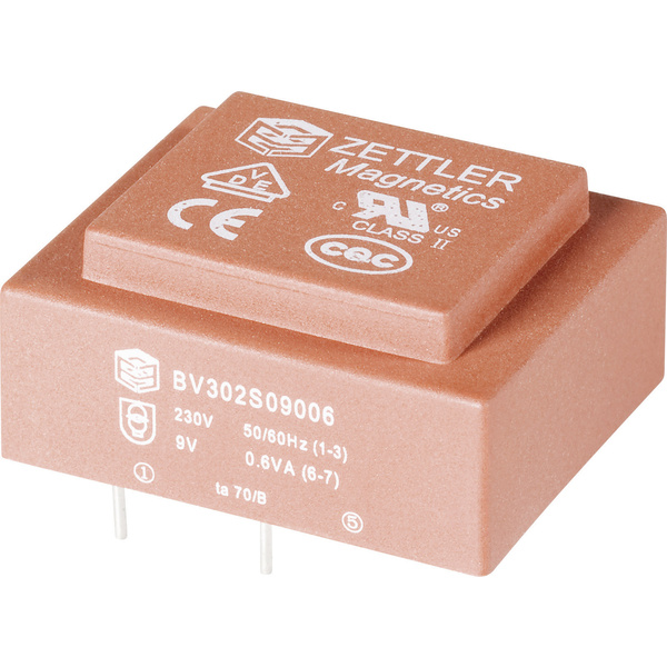 Zettler Magnetics 1225540 Printtransformator 1 x 230V 1 x 9 V/AC 0.60 VA 66.7mA
