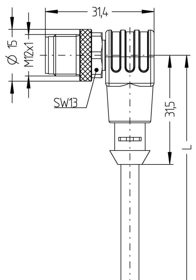 Escha 8046929 Sensor-/Aktor-Steckverbinder, konfektioniert M12 Stecker, gewinkelt 2.00m Polzahl Sensoren: 12 1St.