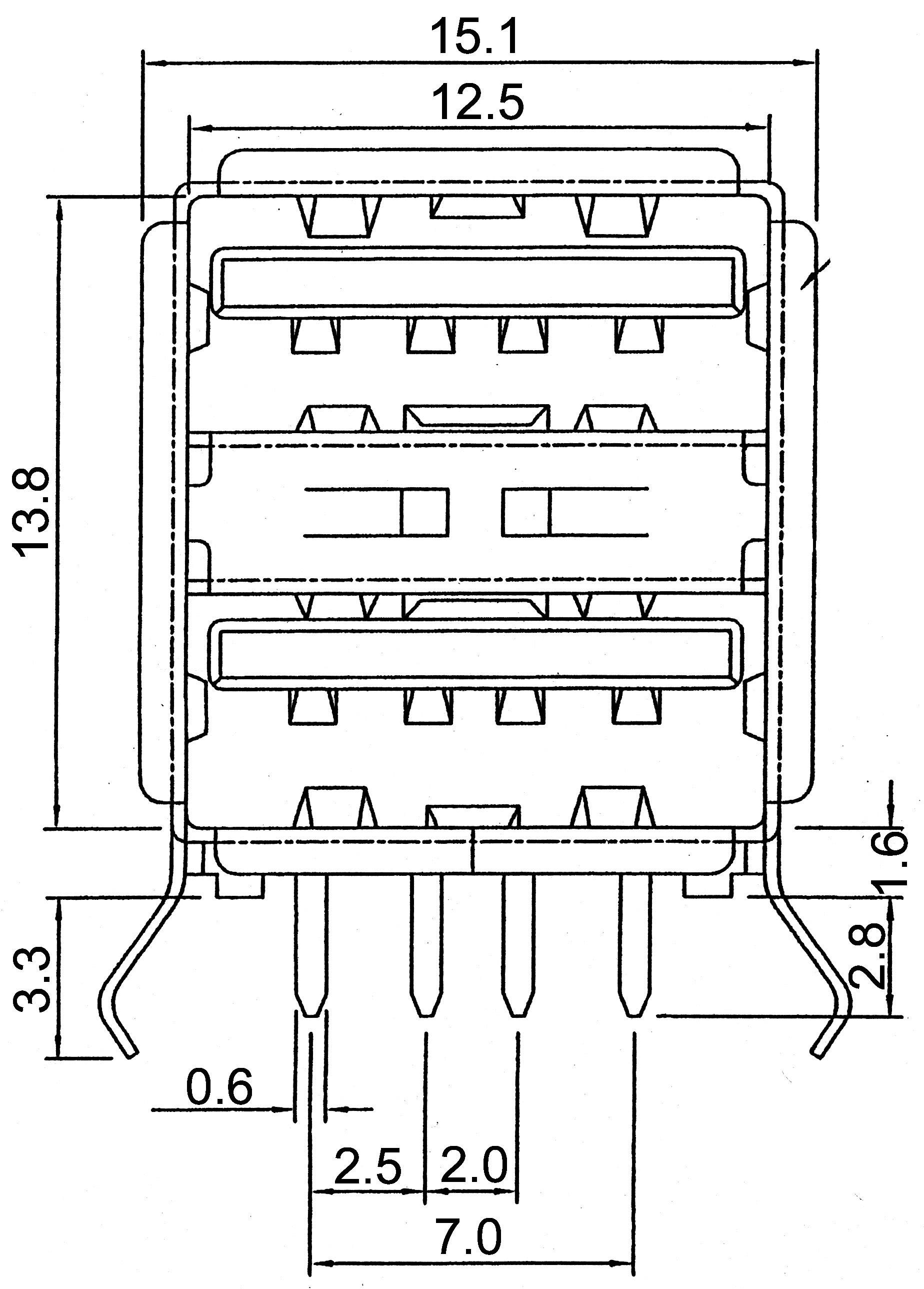 TRU Components USB-Einbaubuchse 2.0 - Dual Port Buchse, Einbau TC-A-USB A-2P-203 USB A 1586531 Inhalt
