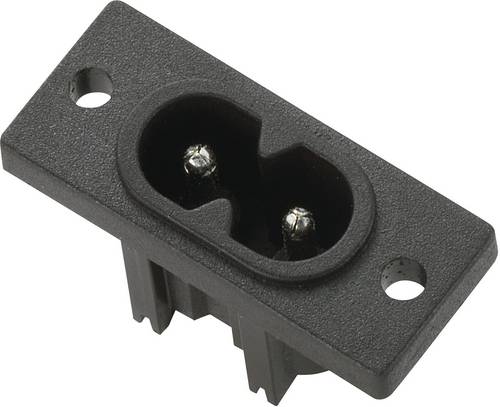 TRU Components C8 Kaltgeräte-Steckverbinder Stecker, Einbau vertikal Gesamtpolzahl: 2 2.5A Schwarz