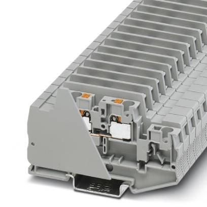 Graues elektronisches Bauteil, bestehend aus mehreren gestapelten Modulen. Geeignet für den Einsatz in elektrischen Schaltschränken.