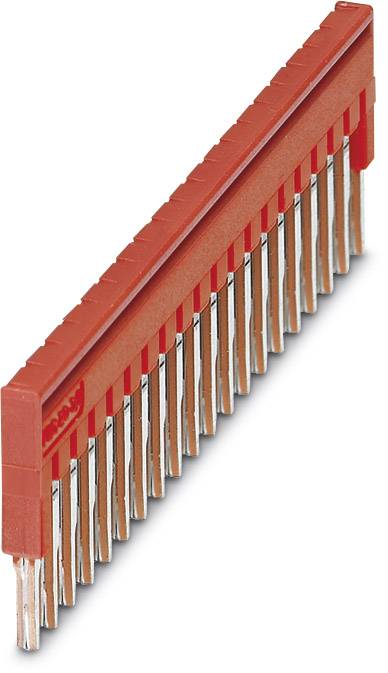 Ein Verbinder mit 11 roten Zinken, geeignet für Elektroschaltungen.