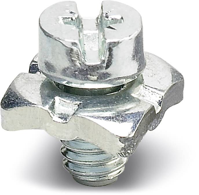 Metallschraube mit silbernem Sechskantkopf und Schlitz. Geeignet für Befestigungsarbeiten in Metallkonstruktionen.