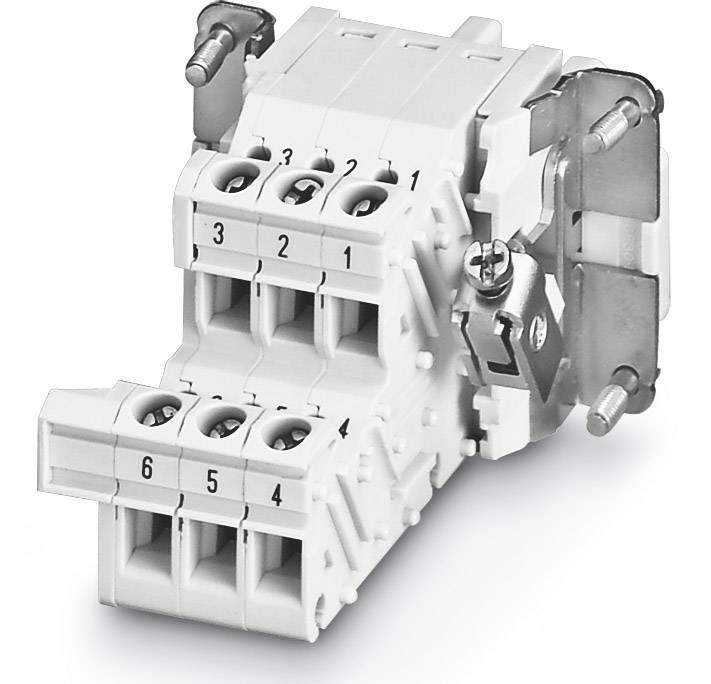Elektrischer Steckverbinder mit sechs nummerierten Anschlussklemmen, geeignet für Verkabelungen in elektrischen Schaltungen.