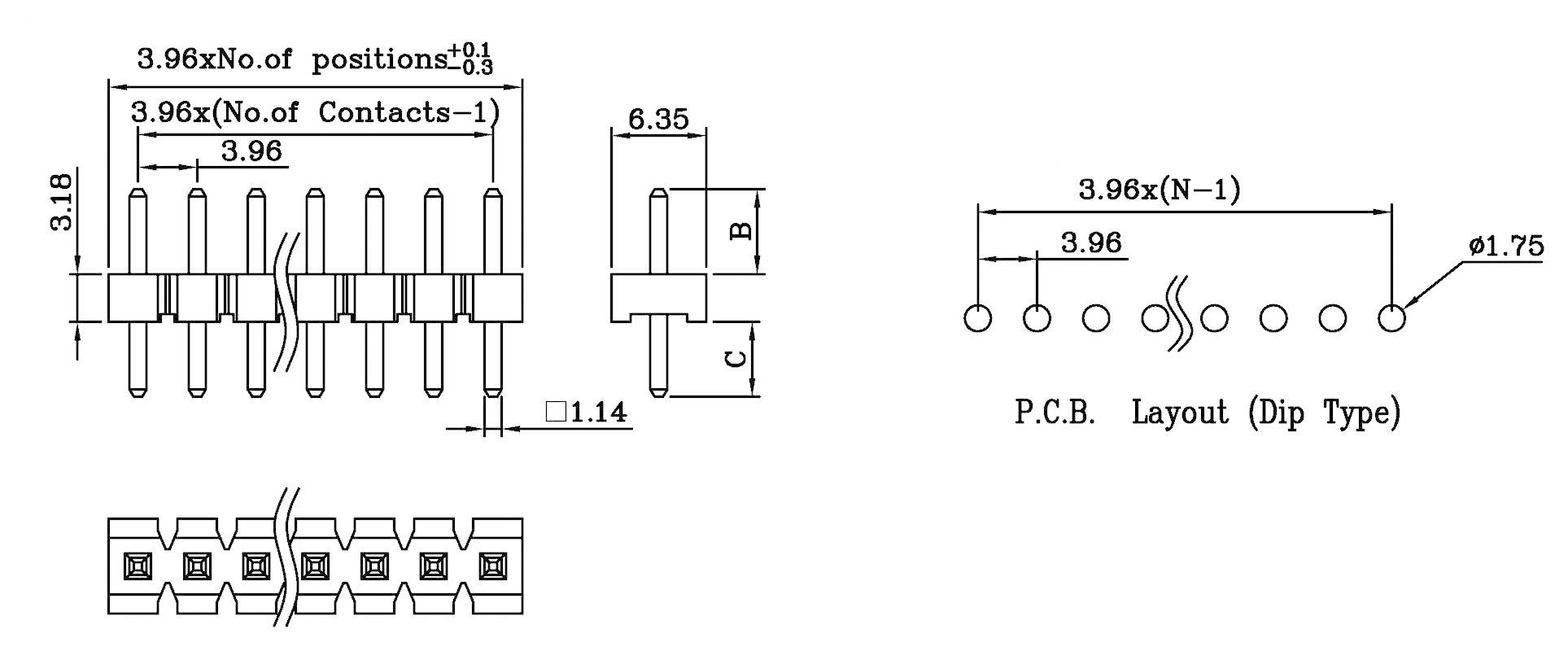 W & P Products Stiftleiste (Standard) Anzahl Reihen: 1 Polzahl je Reihe: 4 981-10-04-1-50