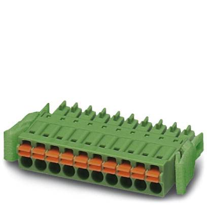 Grüner elektrischer Steckverbinder mit zehn Steckplätzen, geeignet für Verkabelungs- oder Elektroinstallationsanwendungen.