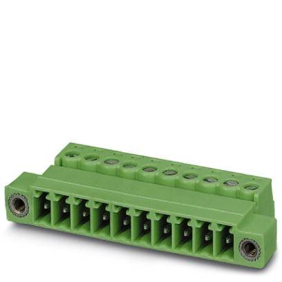 Grüner Steckverbinder mit acht Pins, für elektronische Verbindungen.