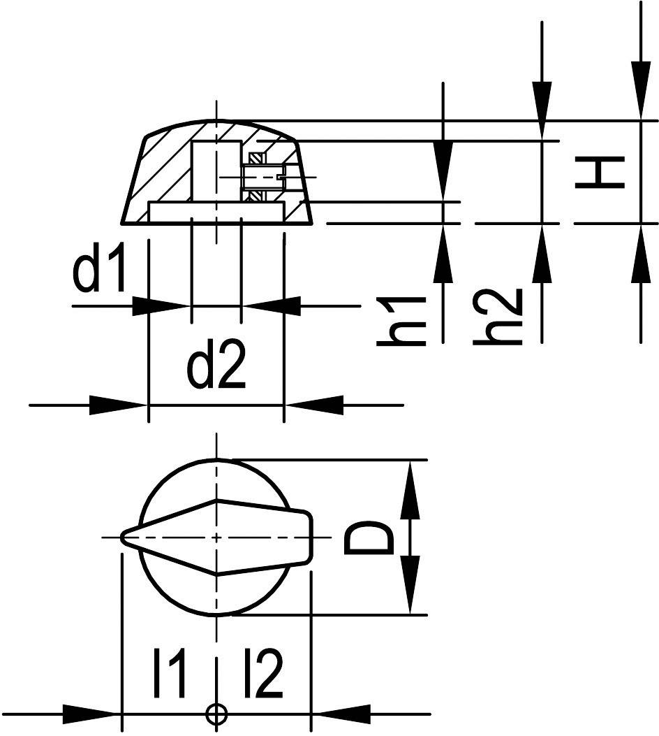 OKW A1311860 A1311860 Drehknopf mit Zeiger Schwarz (Ø x H) 18.8mm x 12.5mm 1St.