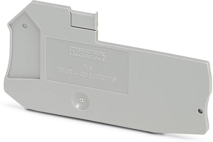 Graues Gehäuse eines elektrischen Bauteils mit Aufschrift 'Typ D-UT 4-QUATTRO/2P'.