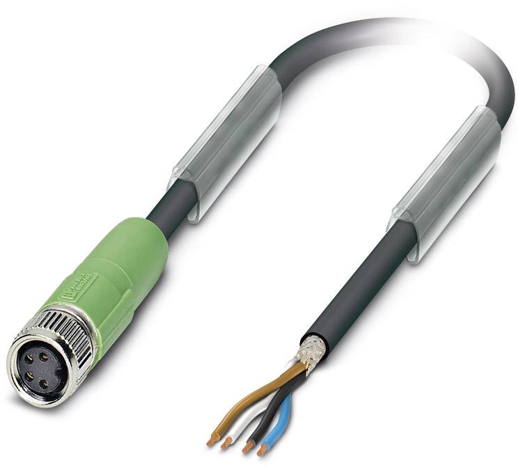 Phoenix Contact M8 Sensorleitung PUR 4-polig Buchse gerade geschirmt/schlepp. A-Kodierung, Länge 5,0 Meter schwarzgrau