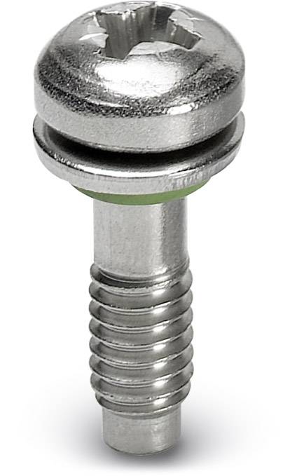 Eine silberne Schraube mit geriffeltem Schaft und Kreuzschlitzkopf.