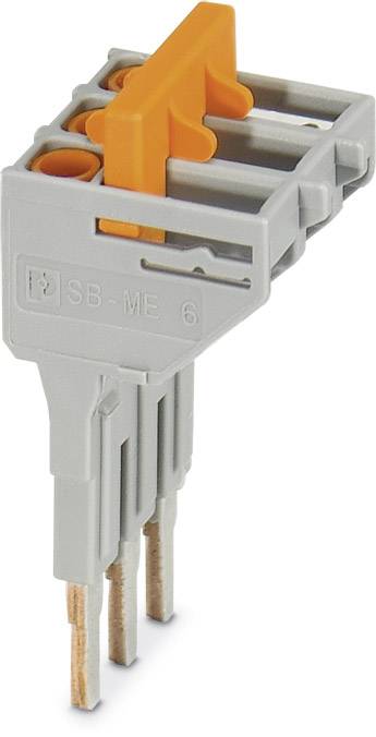 Kabelsteckverbinder mit orangefarbenem Hebel und grauem Gehäuse. Enthält drei Steckkontakte, geeignet für elektrische Verbindungen.