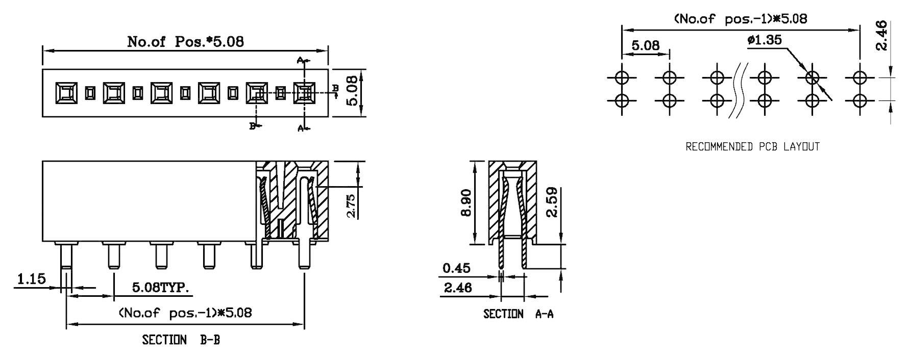 W & P Products Buchsenleiste (Standard) Anzahl Reihen: 1 Polzahl je Reihe: 3 395-03-1-50