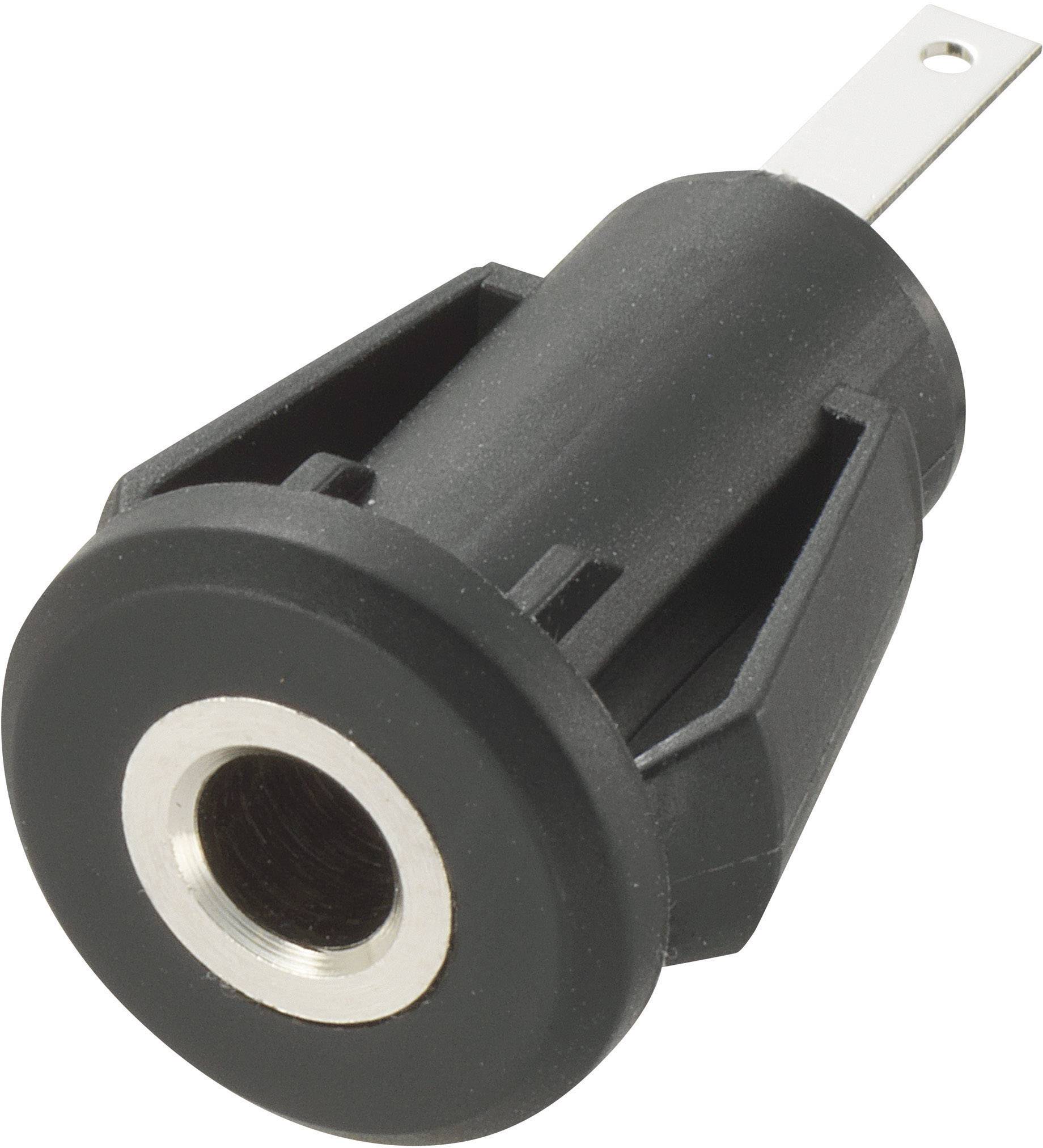 Ein schwarzer, zylinderförmiger Adapter mit Metallkontakt, geeignet für elektrische Verbindungen.