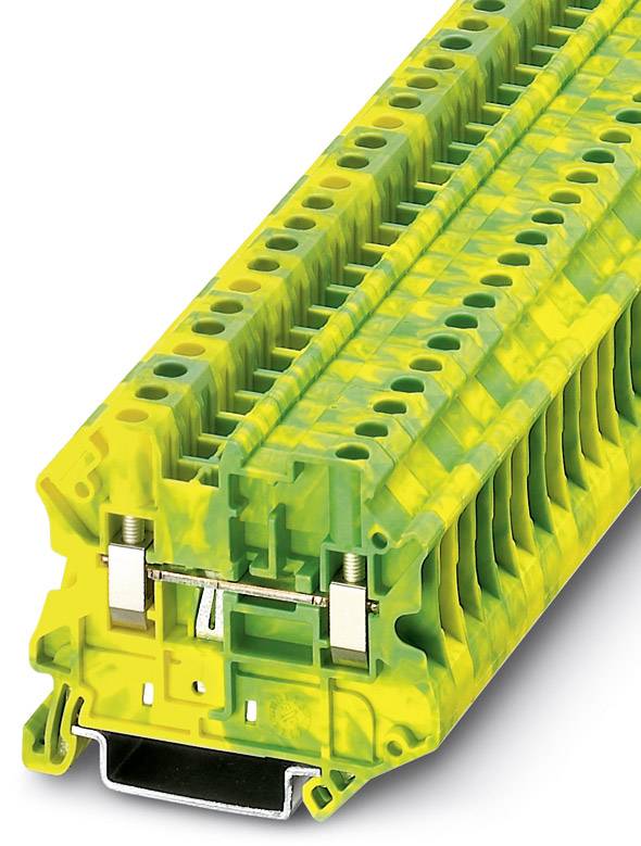 Reihenklemme in Gelb-Grün, geeignet für Erdungszwecke in elektrischen Installationen.