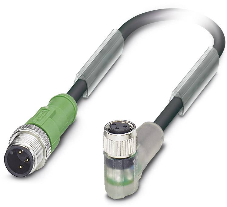 Kabel mit grünen und grauen Steckverbindern, jeweils mit drei Pins. Geeignet für elektronische Geräteverbindungen.