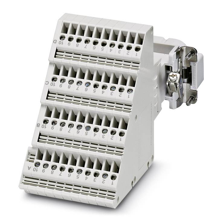 Klemmenblock mit mehreren Anschlussmöglichkeiten, nummeriert von 1 bis 10, für die elektrische Verdrahtung in einem Schaltschrank.