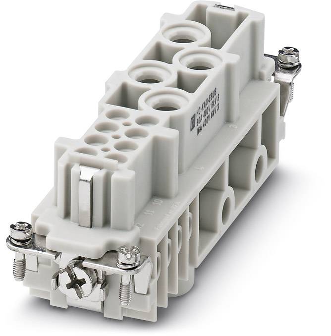 Ein elektrischer Steckverbinderblock mit Metallverschraubungen und mehreren Anschlüssen für die sichere Kabelverbindung.