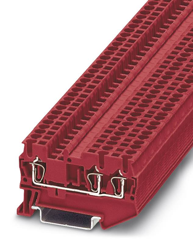 Roter Steckverbinderblock mit mehreren Anschlüssen. Geeignet für elektrische Anwendungen, bietet sichere Verbindungsmöglichkeiten.