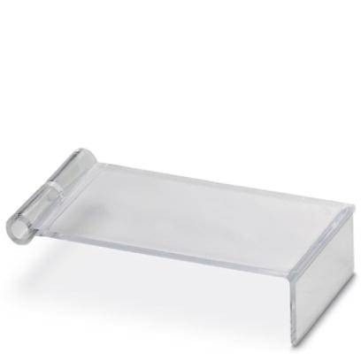 Ein transparenter Acrylständer mit einer geneigten Rücklehne, ideal zum Präsentieren von Broschüren oder kleinen Gegenständen.