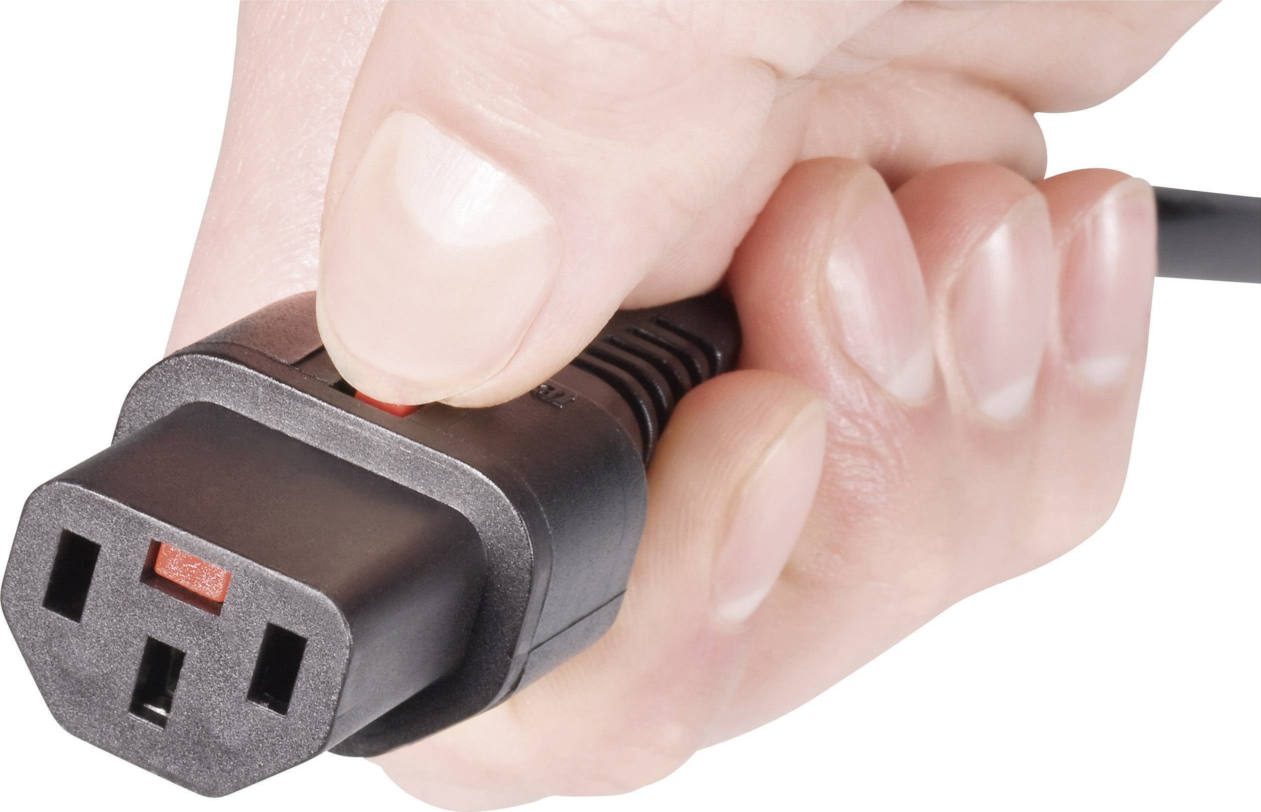 Kash Kaltgeräte-Anschlusskabel Kaltgeräte-Buchse C13 - Schutzkontakt-Winkelstecker Schwarz 3.00m 1St.