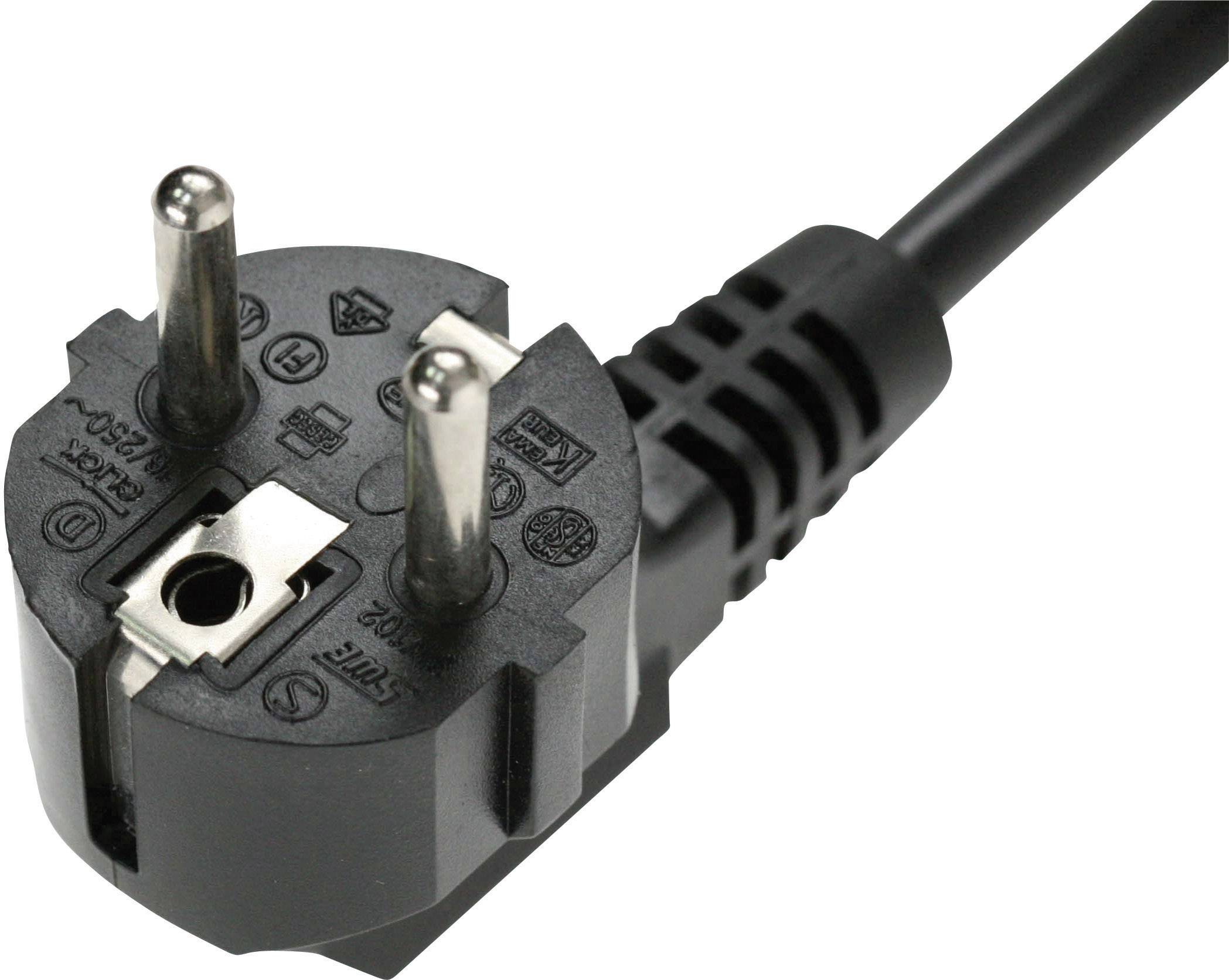 Kash Kaltgeräte-Anschlusskabel Kaltgeräte-Buchse C13 - Schutzkontakt-Winkelstecker Schwarz 3.00m 1St.