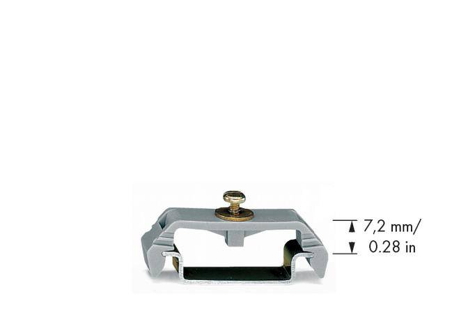Klammer auf weißem Hintergrund, zeigt die Maße 7,2 mm und 0,28 Zoll. Hauptsächlich zur Befestigung von Materialien verwendet.