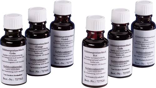 TLK20/SET Glühlampen-Tauchlack 1 Set Rot, Gelb, Grün, Blau, Violett, Orange