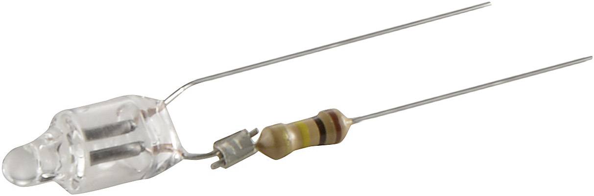 Eine Leuchtdiode mit angeschlossenem Widerstand, dargestellt auf weißem Hintergrund.