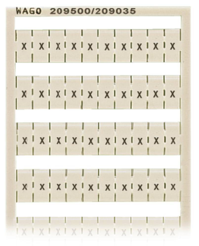 Ein Raster mit seriellen Verbindungselementen von 'WAGO' auf einem Kunststoffträger.