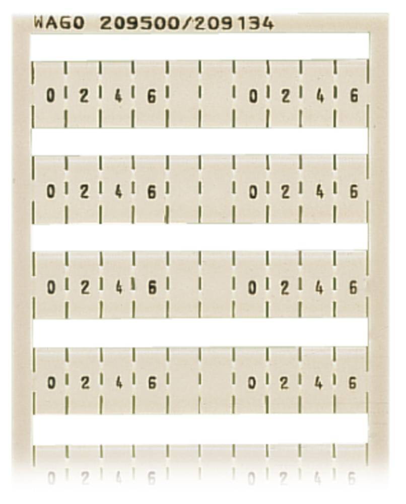 Etikettierstreifen mit den Zahlen 0 bis 5 in mehreren Reihen; oberhalb die Bezeichnung 'WAGO 209500/209134'.